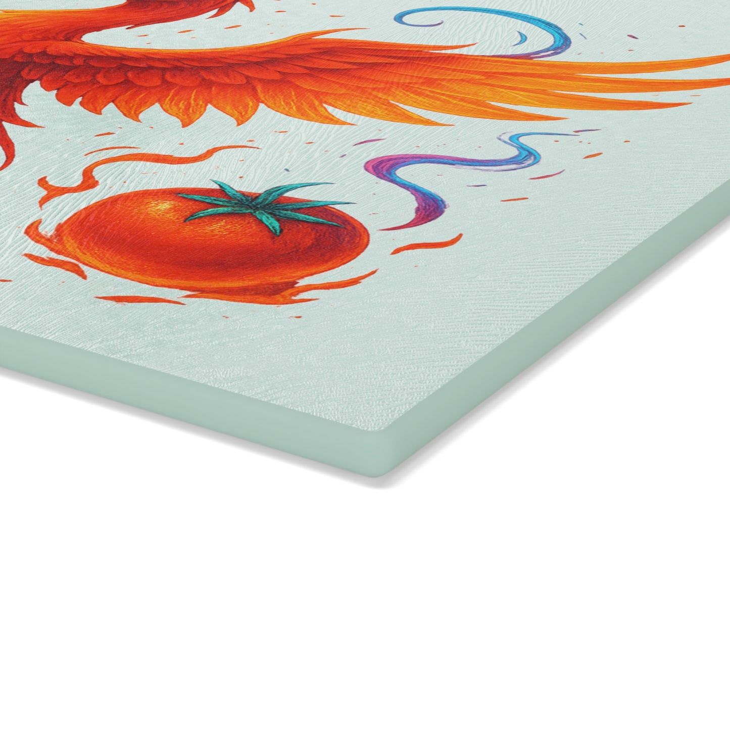 Vibrant Phoenix Glass Cutting Board - Unique Kitchen Decor, Ideal for Gamers, Great Gift for Holidays, BBQ, and Housewarming!