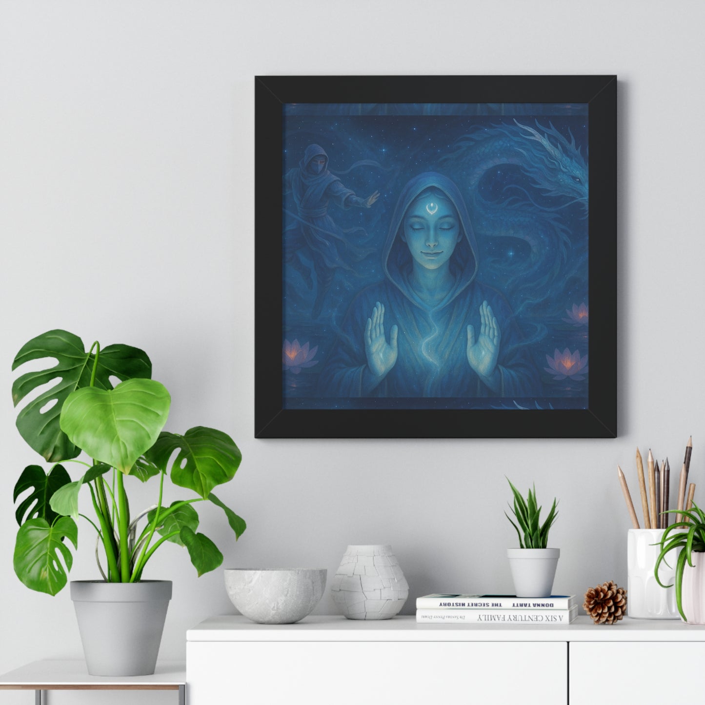 Mystical Framed Poster, Spiritual Wall Art, Meditative Decor, Fantasy Artwork, Mindfulness Gift, Home Aesthetic