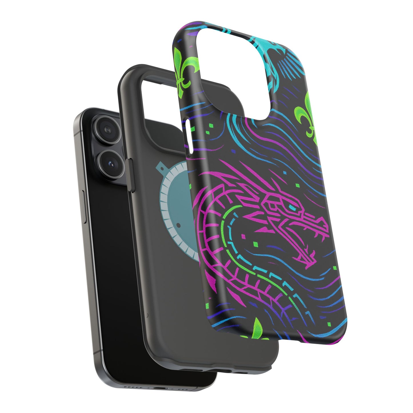 Dynamic Dragon Magnetic Phone Case | Colorful Floral Design | Gift for Gamers, Fantasy Lovers, Halloween, Unique Accessories