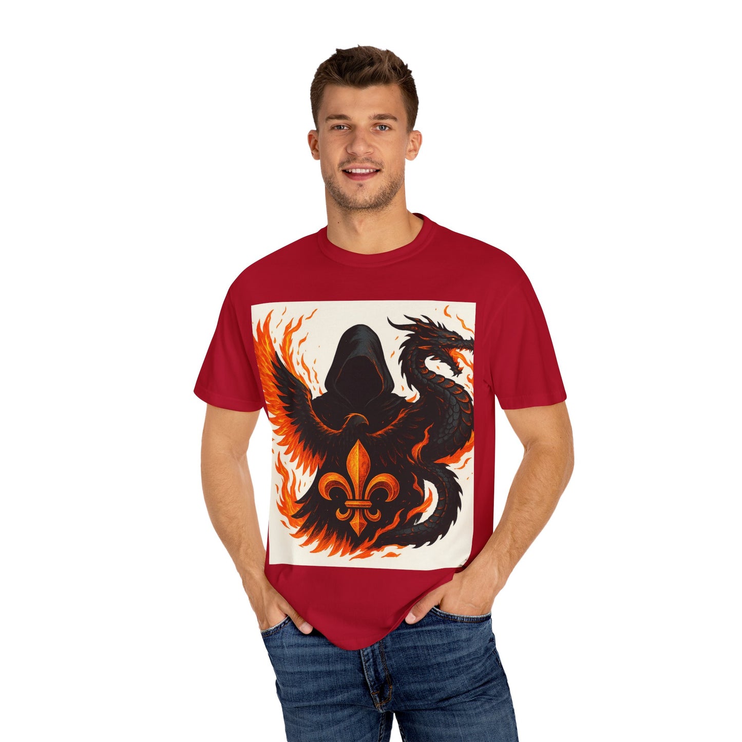 Bold Dragon and Phoenix Graphic Tee, Unisex T-Shirt for Fantasy Lovers, Unique Gift for Birthdays, Casual Wear, Graphic Shirt