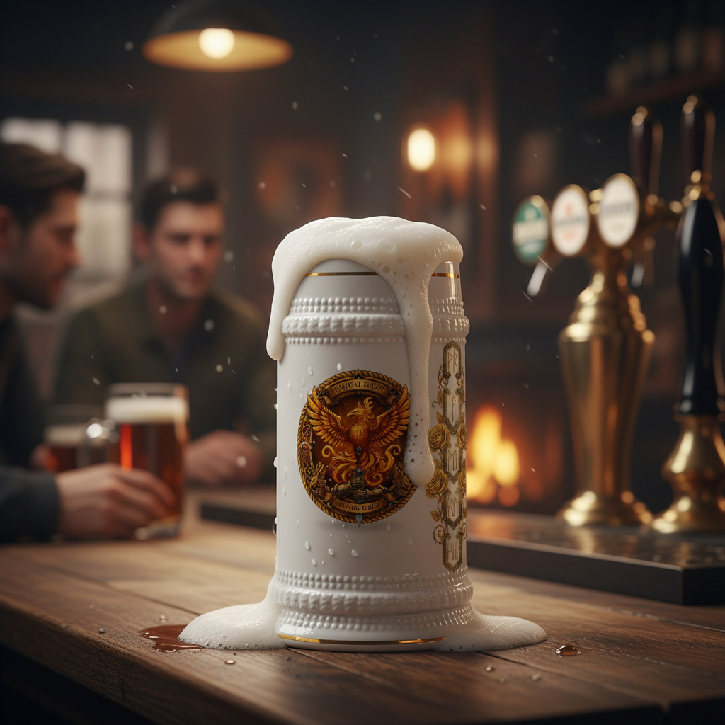 Phoenix Crest Beer Stein – Vintage Mythical Firebird Mug for Beer Lovers