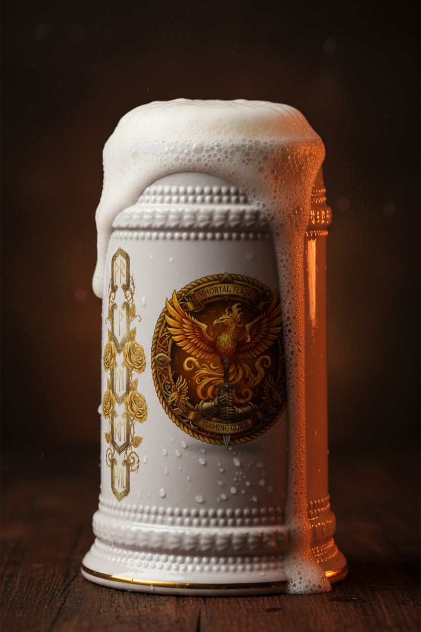 Phoenix Crest Beer Stein – Vintage Mythical Firebird Mug for Beer Lovers