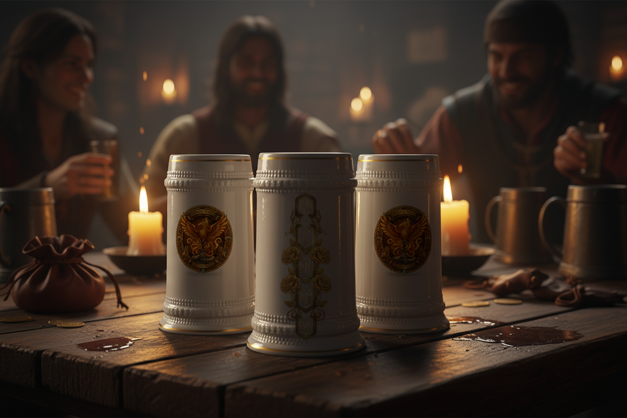 Phoenix Crest Beer Stein – Vintage Mythical Firebird Mug for Beer Lovers