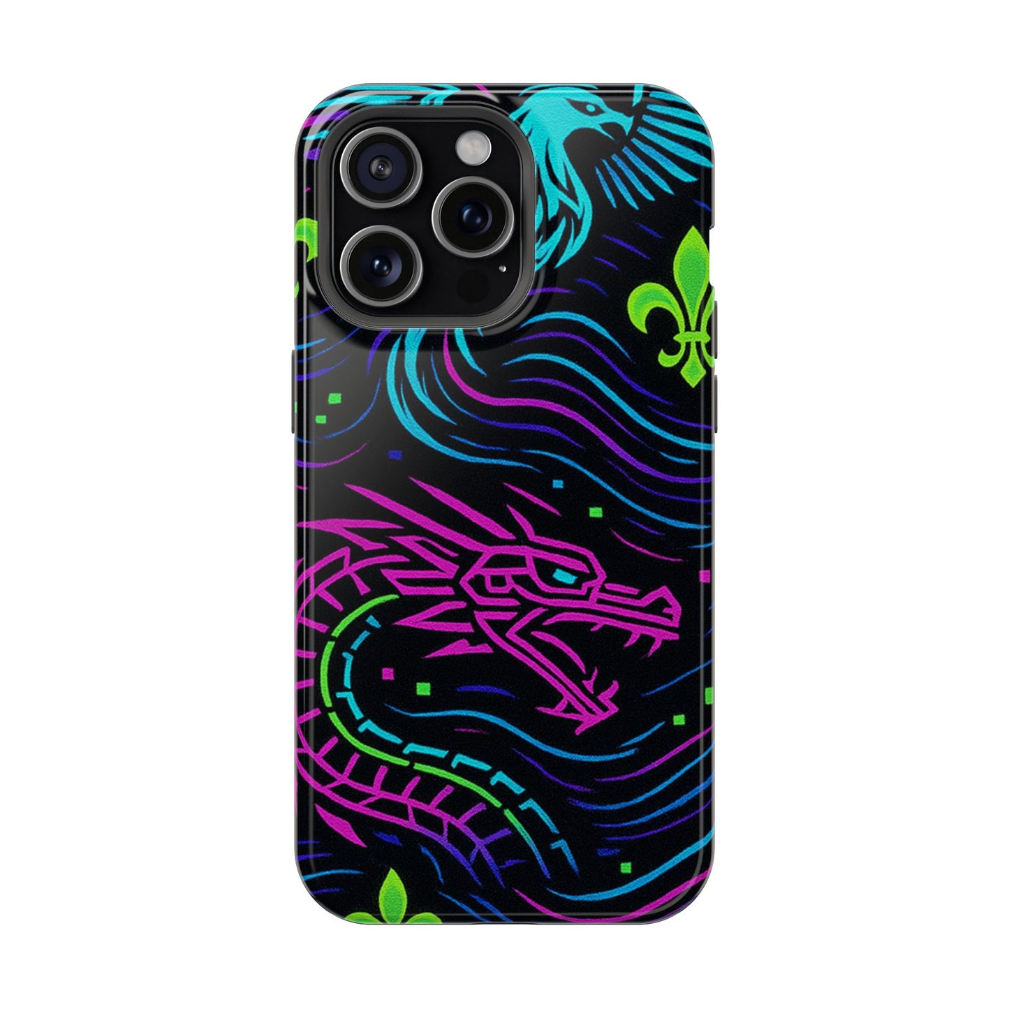 Dynamic Dragon Magnetic Phone Case | Colorful Floral Design | Gift for Gamers, Fantasy Lovers, Halloween, Unique Accessories