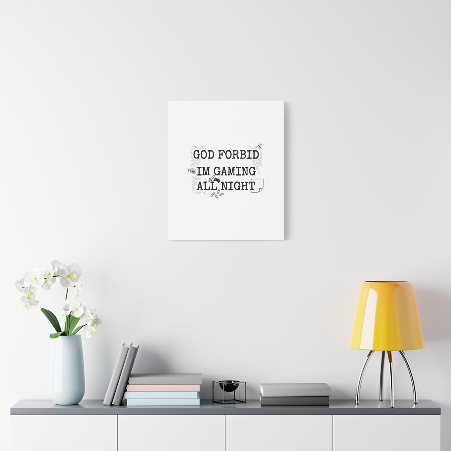 God Forbid I'm Gaming All Night Canvas | Sarcastic Office Humor, 90s Aesthetic