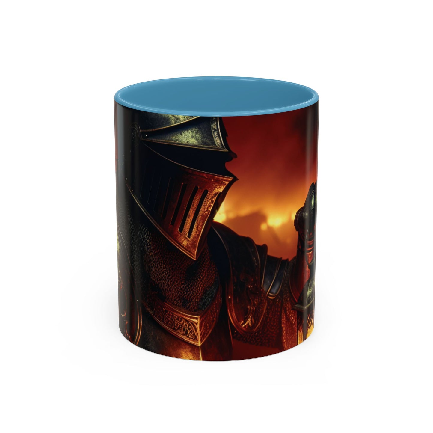 Fierce Knight Accent Coffee Mug | Unique Gift for Fantasy Lovers, Dark Aesthetic Decor, Gamer Essentials, Office Cup, Medieval Art