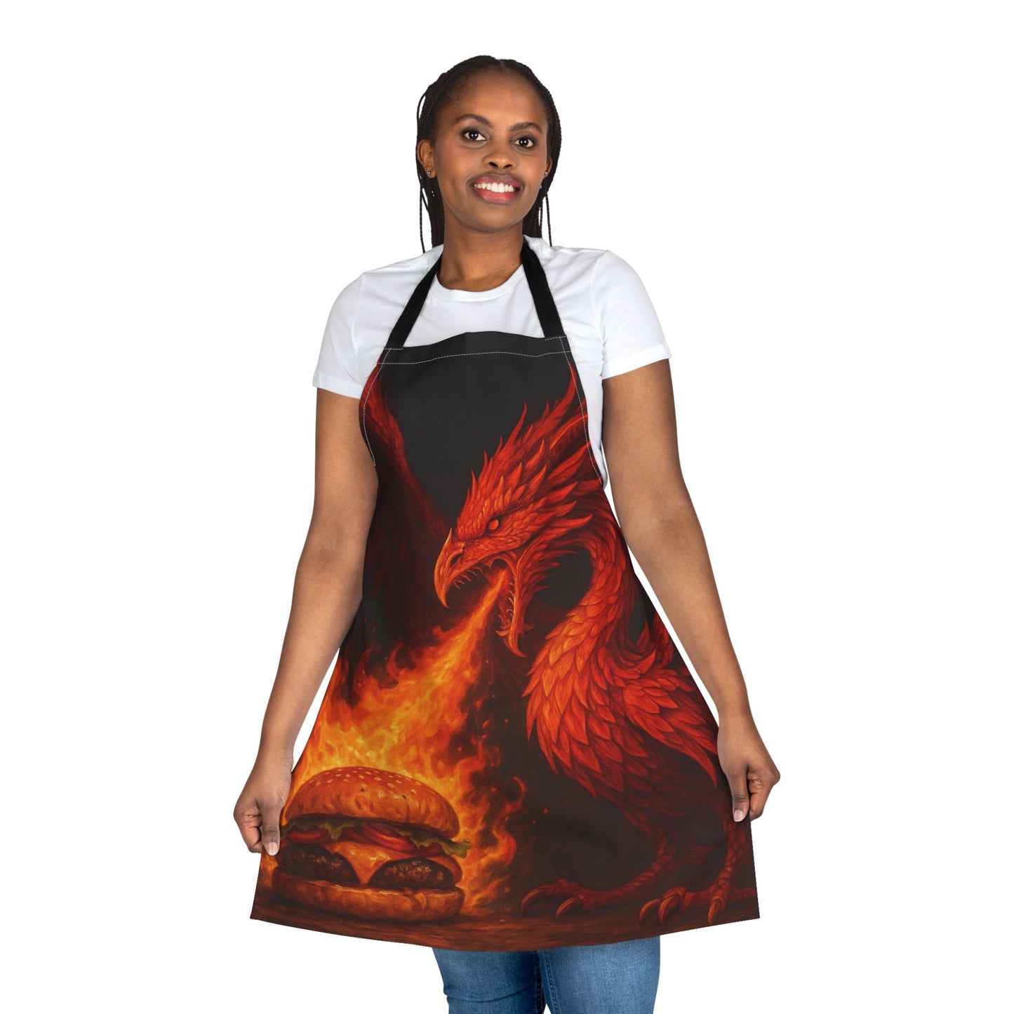 Fiery Dragon Apron, Perfect for Cooking Gifts, BBQ Nights, Grilling Accessories, Unique Kitchen Decor, Fantasy Themed Cooking