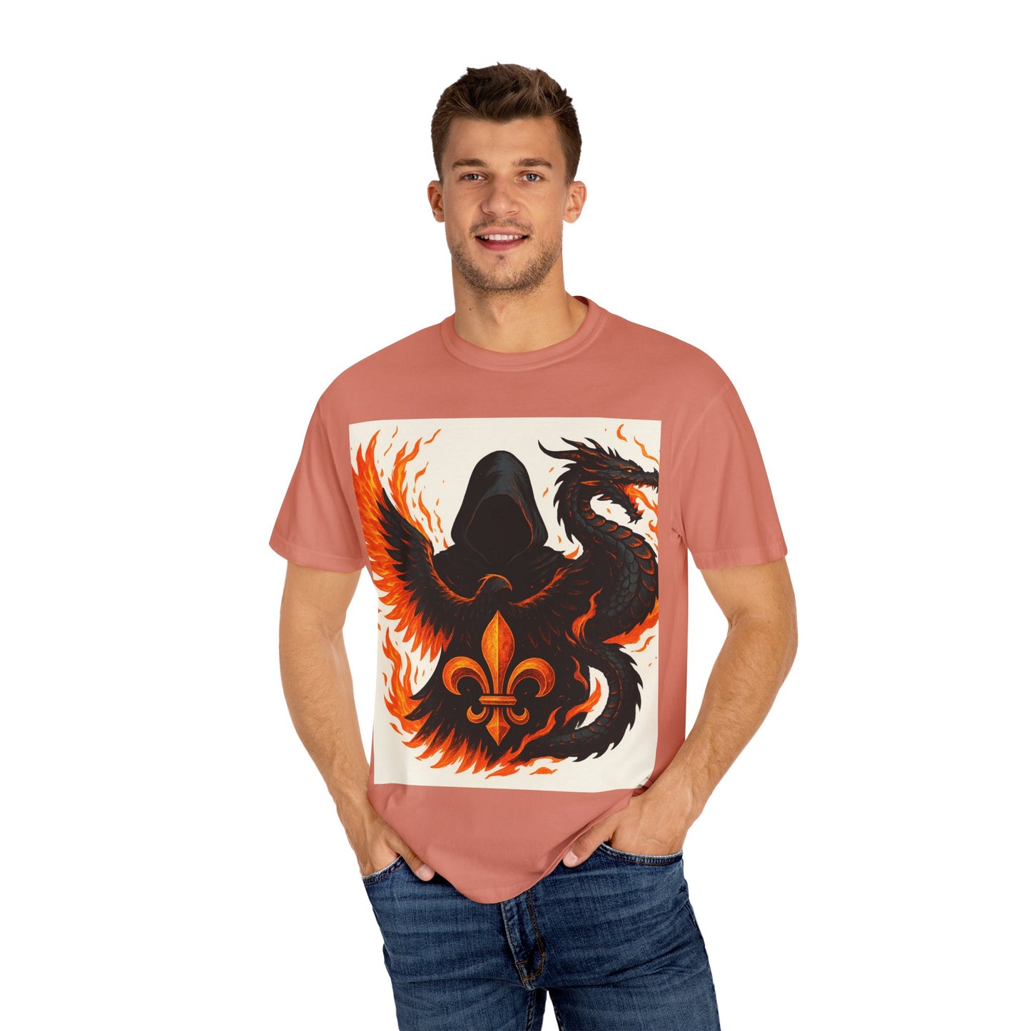 Bold Dragon and Phoenix Graphic Tee, Unisex T-Shirt for Fantasy Lovers, Unique Gift for Birthdays, Casual Wear, Graphic Shirt