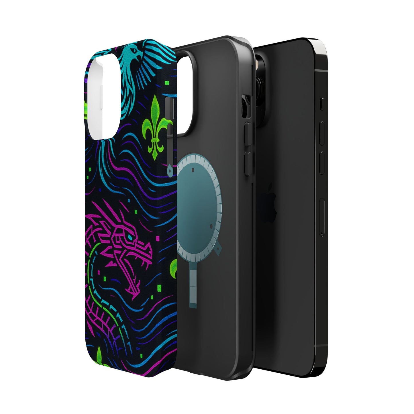 Dynamic Dragon Magnetic Phone Case | Colorful Floral Design | Gift for Gamers, Fantasy Lovers, Halloween, Unique Accessories