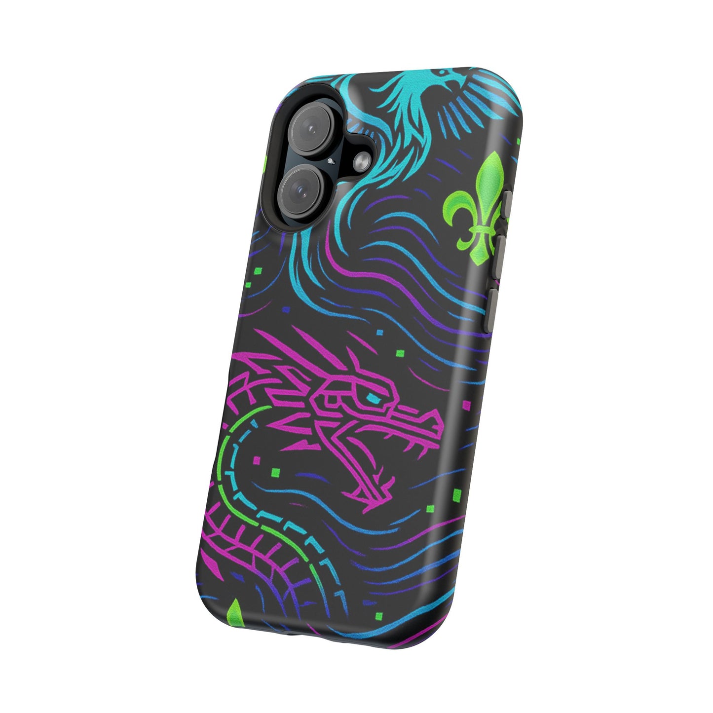 Dynamic Dragon Magnetic Phone Case | Colorful Floral Design | Gift for Gamers, Fantasy Lovers, Halloween, Unique Accessories