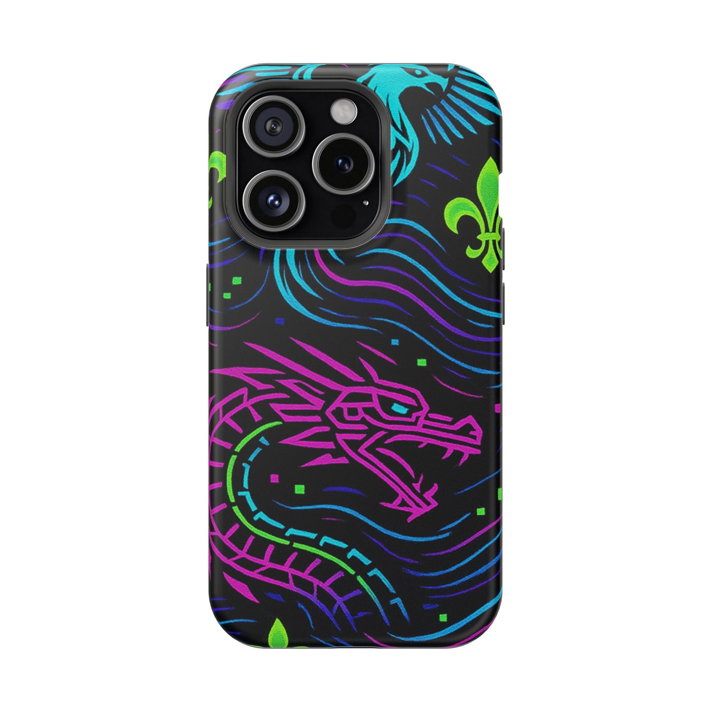 Dynamic Dragon Magnetic Phone Case | Colorful Floral Design | Gift for Gamers, Fantasy Lovers, Halloween, Unique Accessories