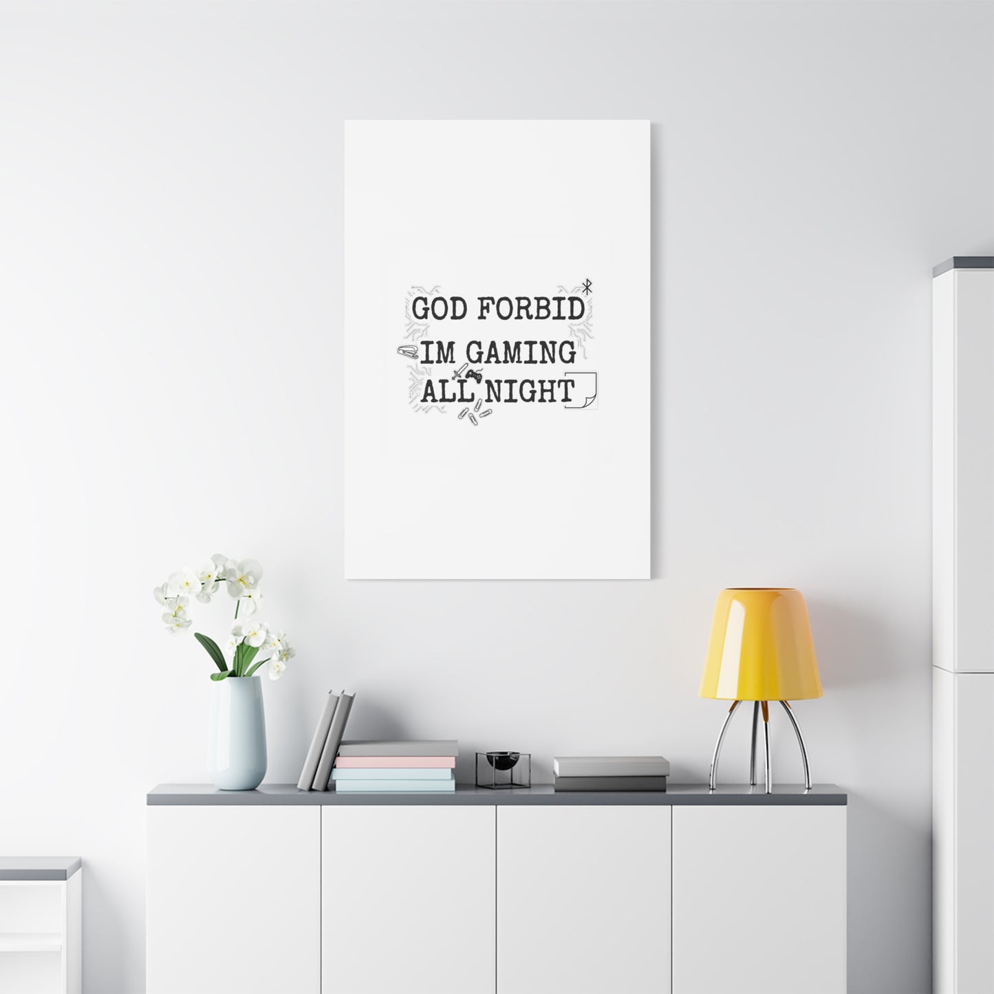 God Forbid I'm Gaming All Night Canvas | Sarcastic Office Humor, 90s Aesthetic