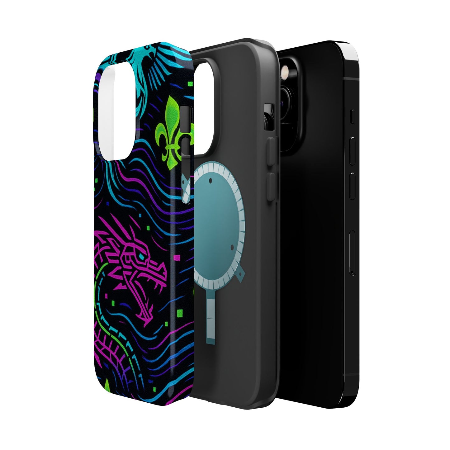 Dynamic Dragon Magnetic Phone Case | Colorful Floral Design | Gift for Gamers, Fantasy Lovers, Halloween, Unique Accessories