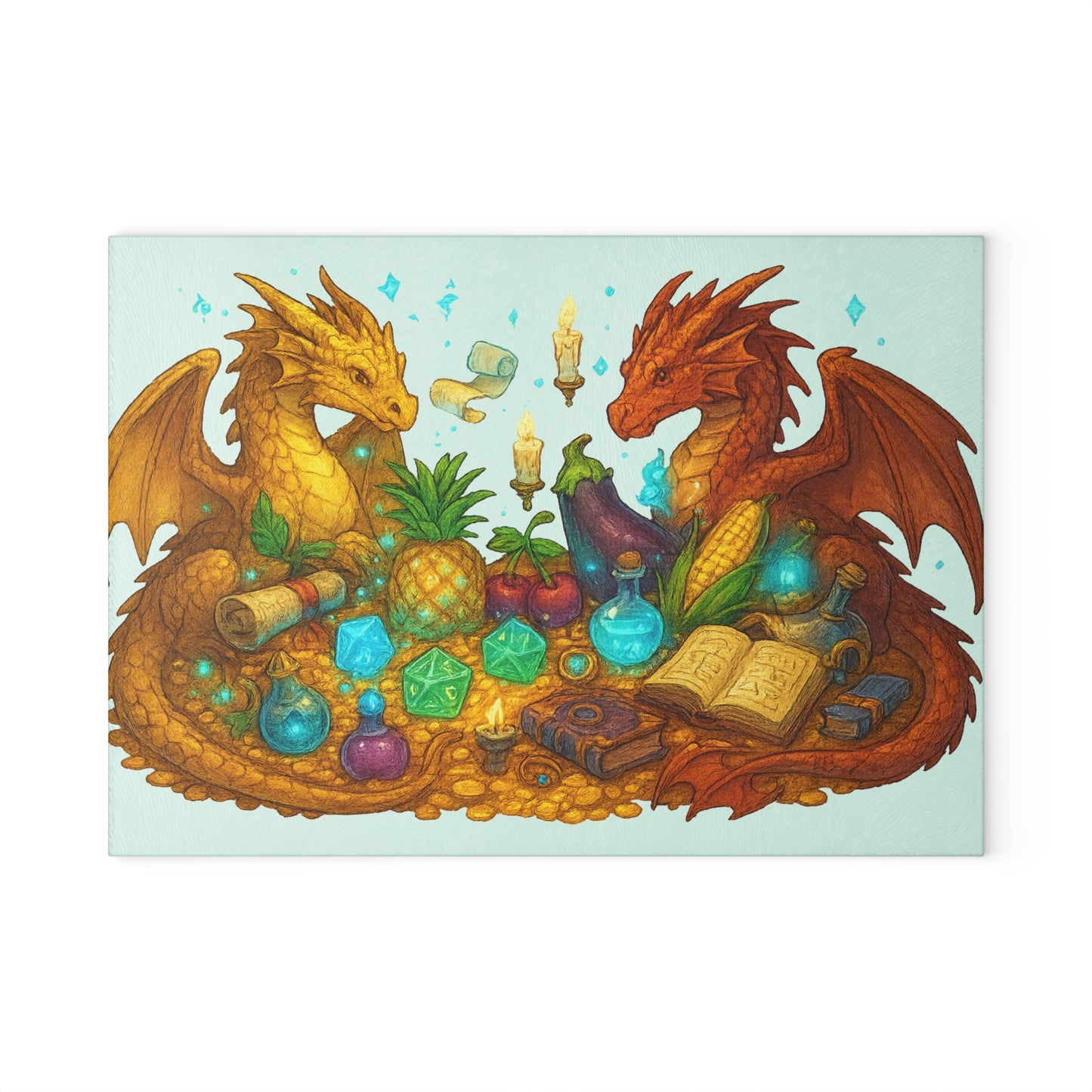 Fantasy Dragon Themed Glass Cutting Board, Magical Kitchen Decor, Ideal for Gifts, Unique Cooking Supplies, Perfect for Food Prep