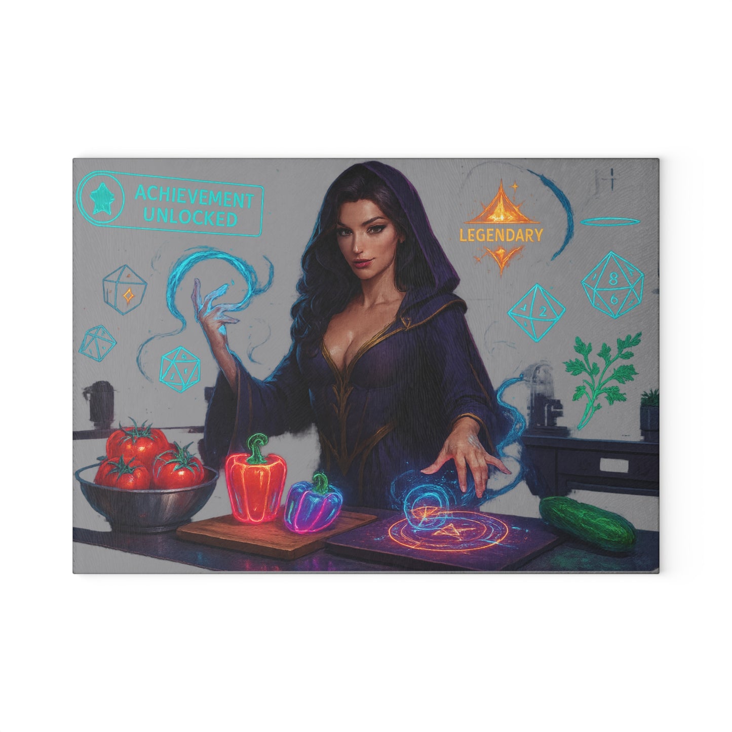 Mystical Glass Cutting Board | Magical Kitchen Decor, Gift for Chefs, Fantasy Cooking Board, Unique Housewarming Gift, Achievement Unlocked
