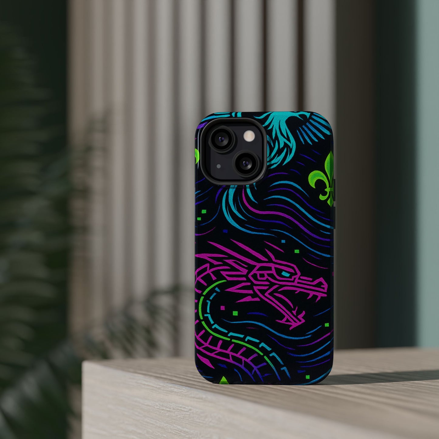 Dynamic Dragon Magnetic Phone Case | Colorful Floral Design | Gift for Gamers, Fantasy Lovers, Halloween, Unique Accessories
