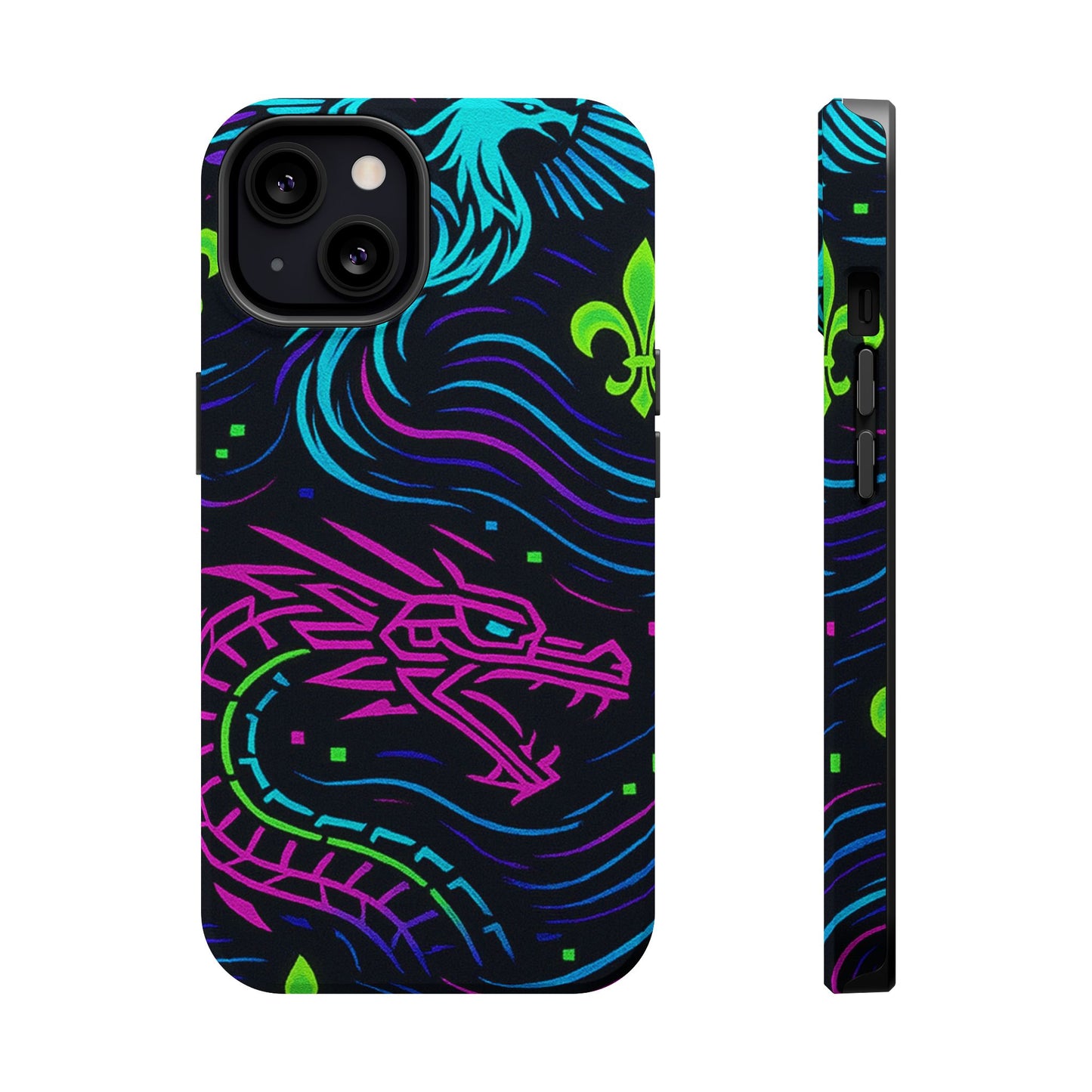 Dynamic Dragon Magnetic Phone Case | Colorful Floral Design | Gift for Gamers, Fantasy Lovers, Halloween, Unique Accessories