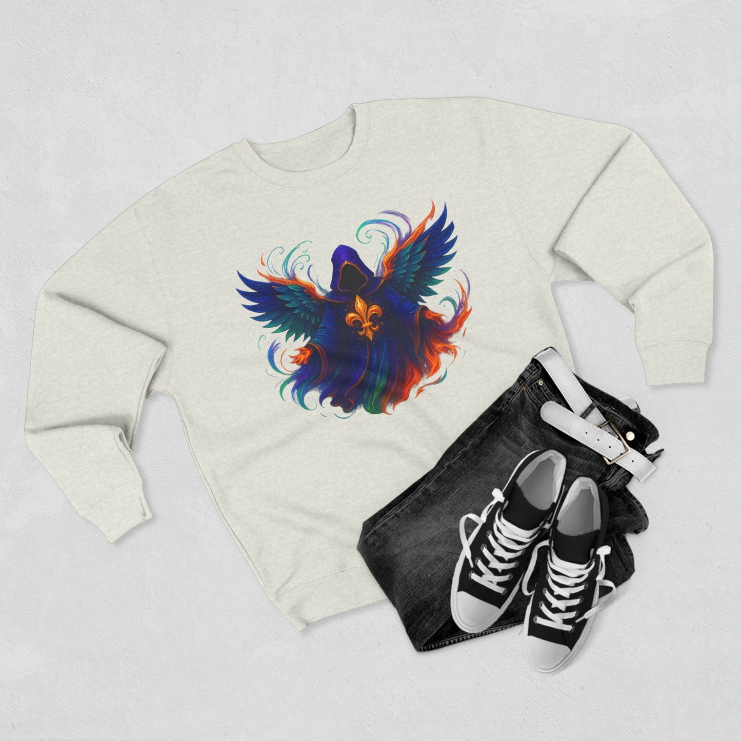 Mystical Angel Sweatshirt - Cozy Apparel, Unisex Crewneck, Spiritual Gift, Boho Style, Unique Graphic Design