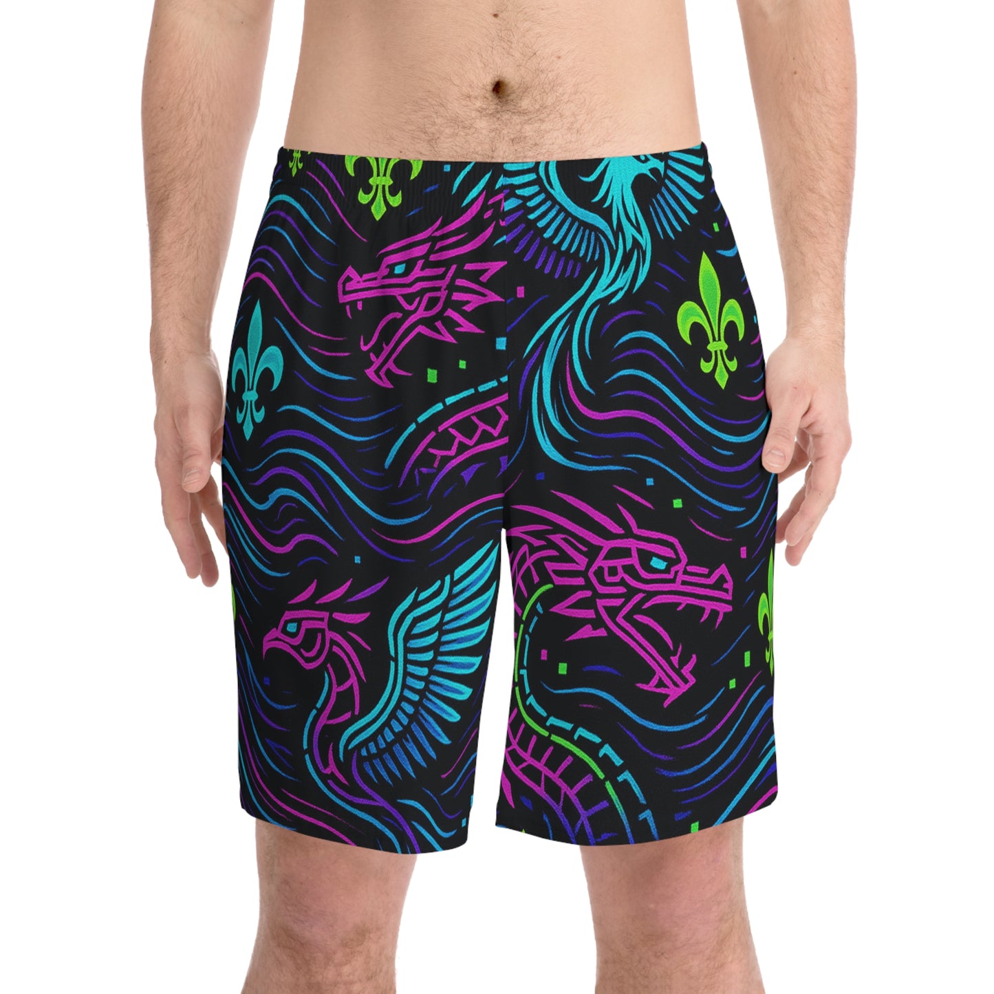 Vibrant Dragon Beach Shorts, Stylish Swimwear, Summer Essentials, Vacation Attire, Festival Outfit, Jungle Party Gear