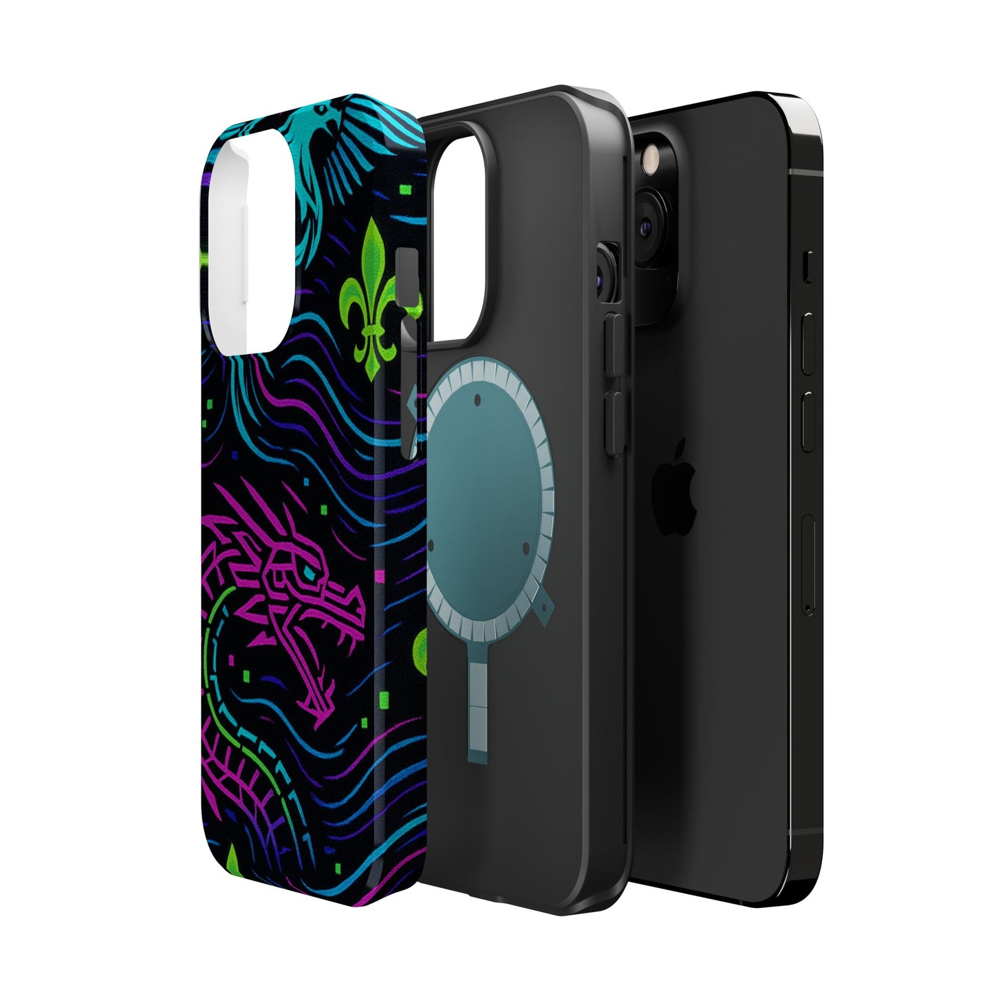 Dynamic Dragon Magnetic Phone Case | Colorful Floral Design | Gift for Gamers, Fantasy Lovers, Halloween, Unique Accessories