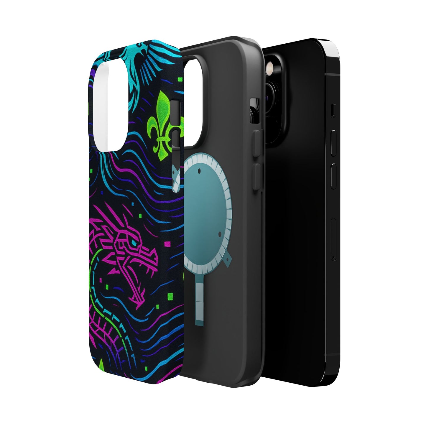 Dynamic Dragon Magnetic Phone Case | Colorful Floral Design | Gift for Gamers, Fantasy Lovers, Halloween, Unique Accessories