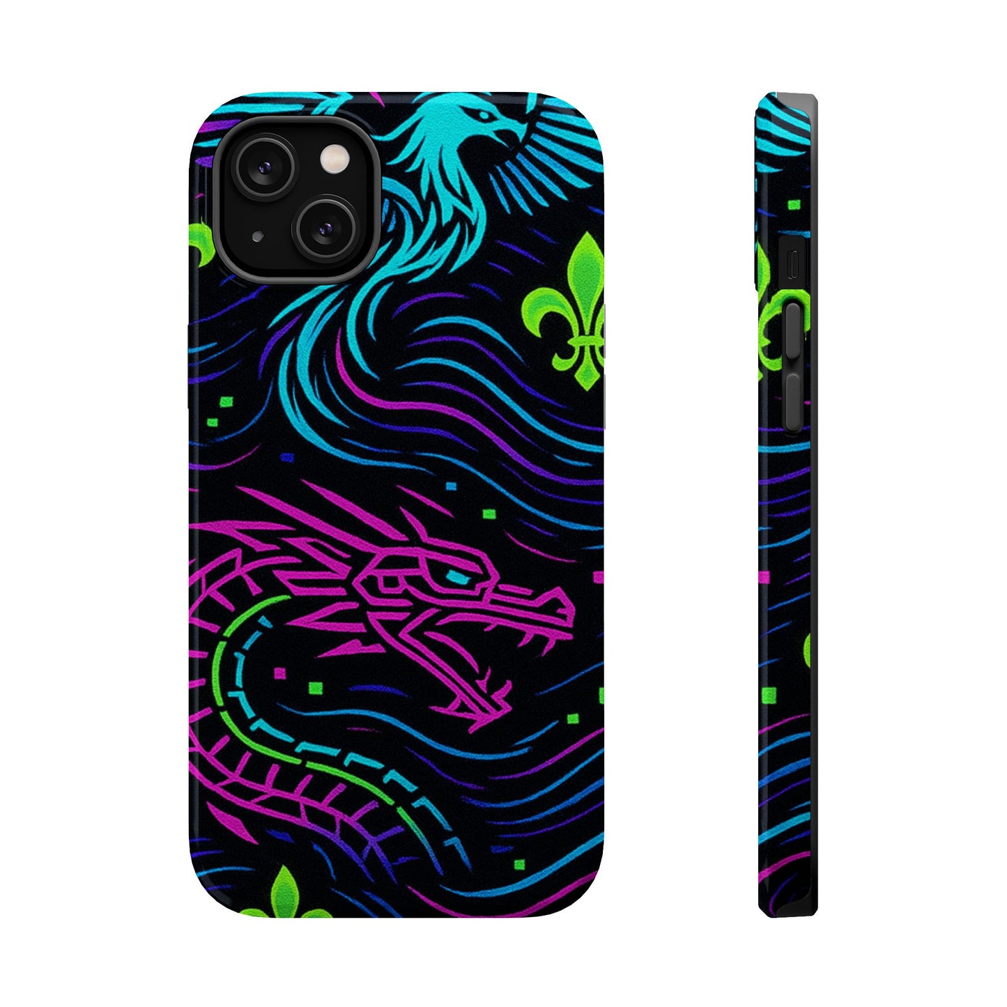 Dynamic Dragon Magnetic Phone Case | Colorful Floral Design | Gift for Gamers, Fantasy Lovers, Halloween, Unique Accessories