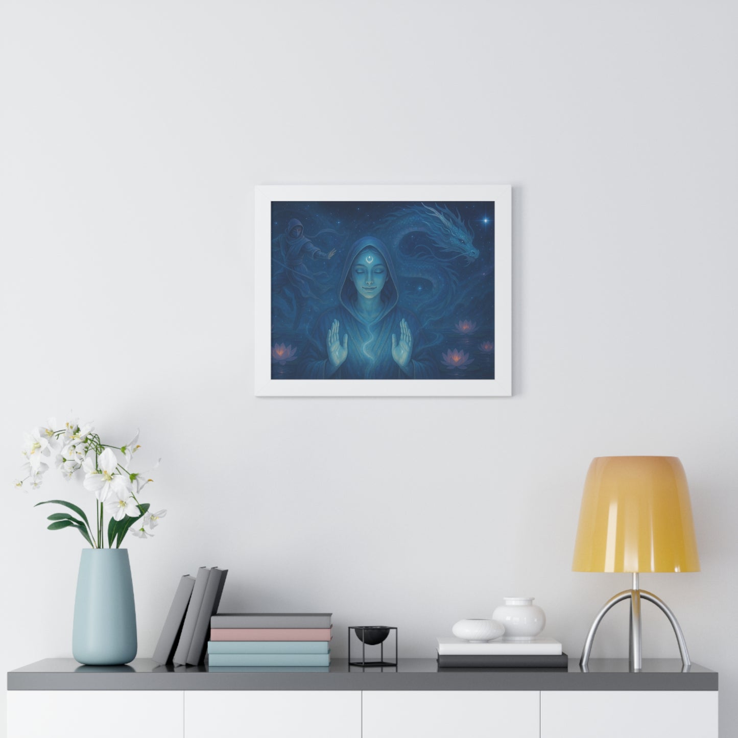 Mystical Framed Poster, Spiritual Wall Art, Meditative Decor, Fantasy Artwork, Mindfulness Gift, Home Aesthetic