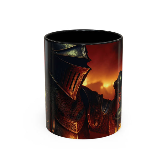 Fierce Knight Accent Coffee Mug | Unique Gift for Fantasy Lovers, Dark Aesthetic Decor, Gamer Essentials, Office Cup, Medieval Art