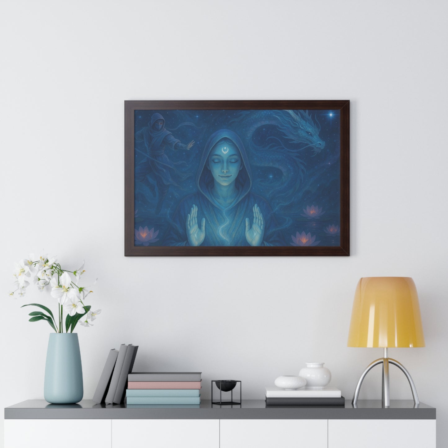 Mystical Framed Poster, Spiritual Wall Art, Meditative Decor, Fantasy Artwork, Mindfulness Gift, Home Aesthetic