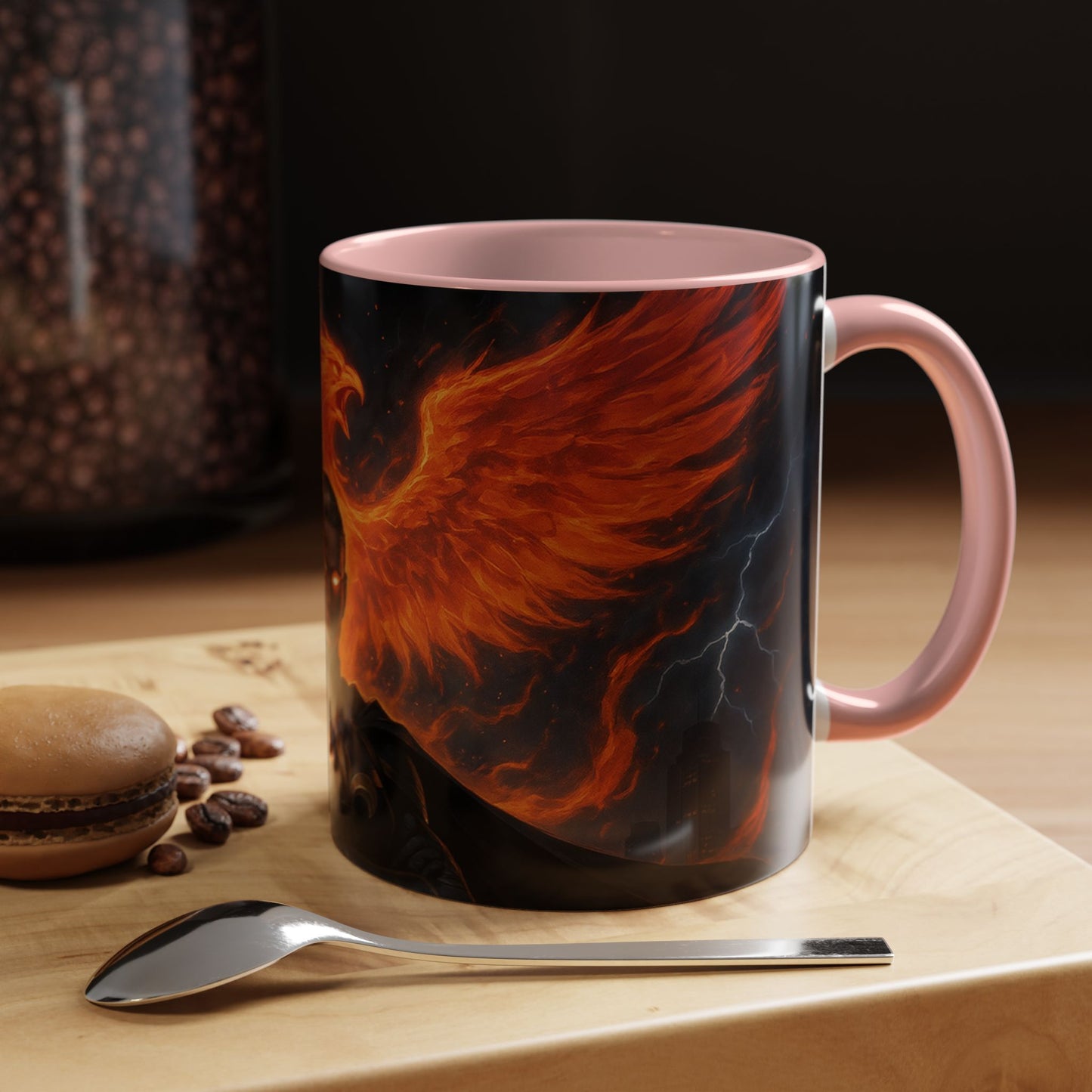 Mythical Phoenix Accent Coffee Mug, Fantasy Gift, Hot Beverage Cup, Cozy Home Decor, Unique Gift for Her