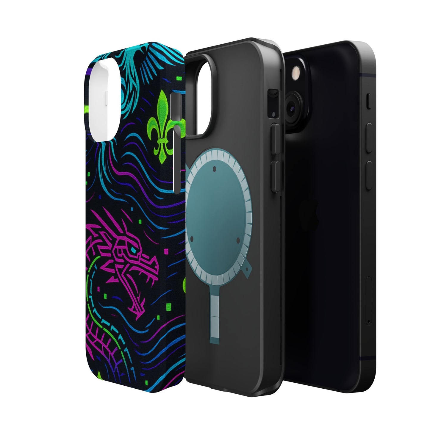 Dynamic Dragon Magnetic Phone Case | Colorful Floral Design | Gift for Gamers, Fantasy Lovers, Halloween, Unique Accessories