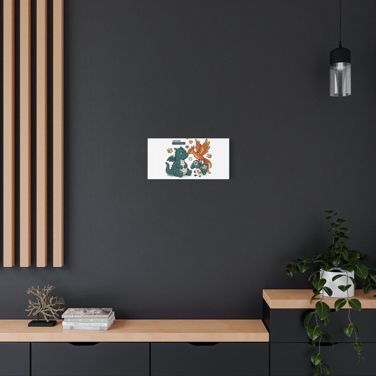 Feed Me XP Canvas | Gamer Dragon Phoenix Wall Art, Neon Meme Skate Style