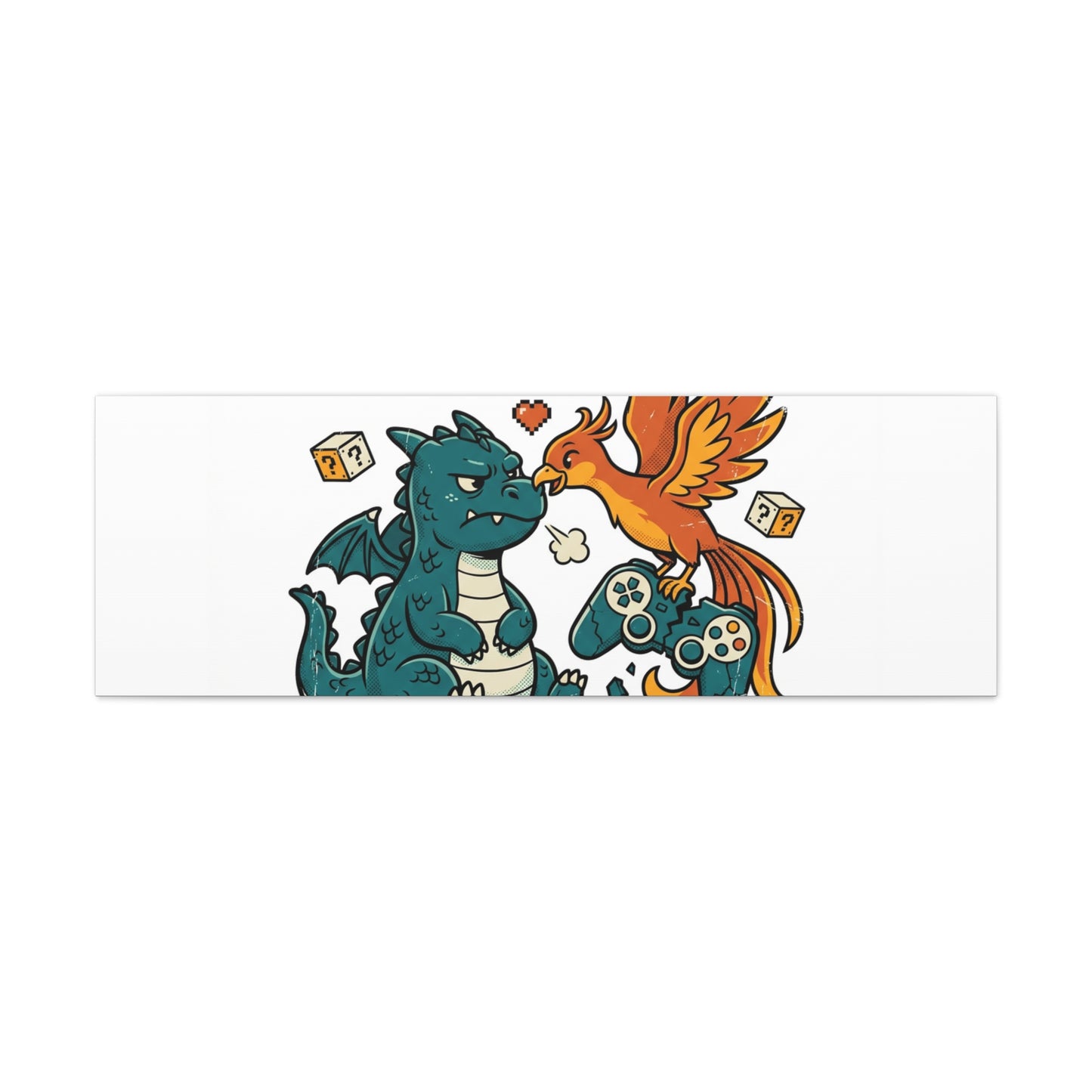 Feed Me XP Canvas | Gamer Dragon Phoenix Wall Art, Neon Meme Skate Style