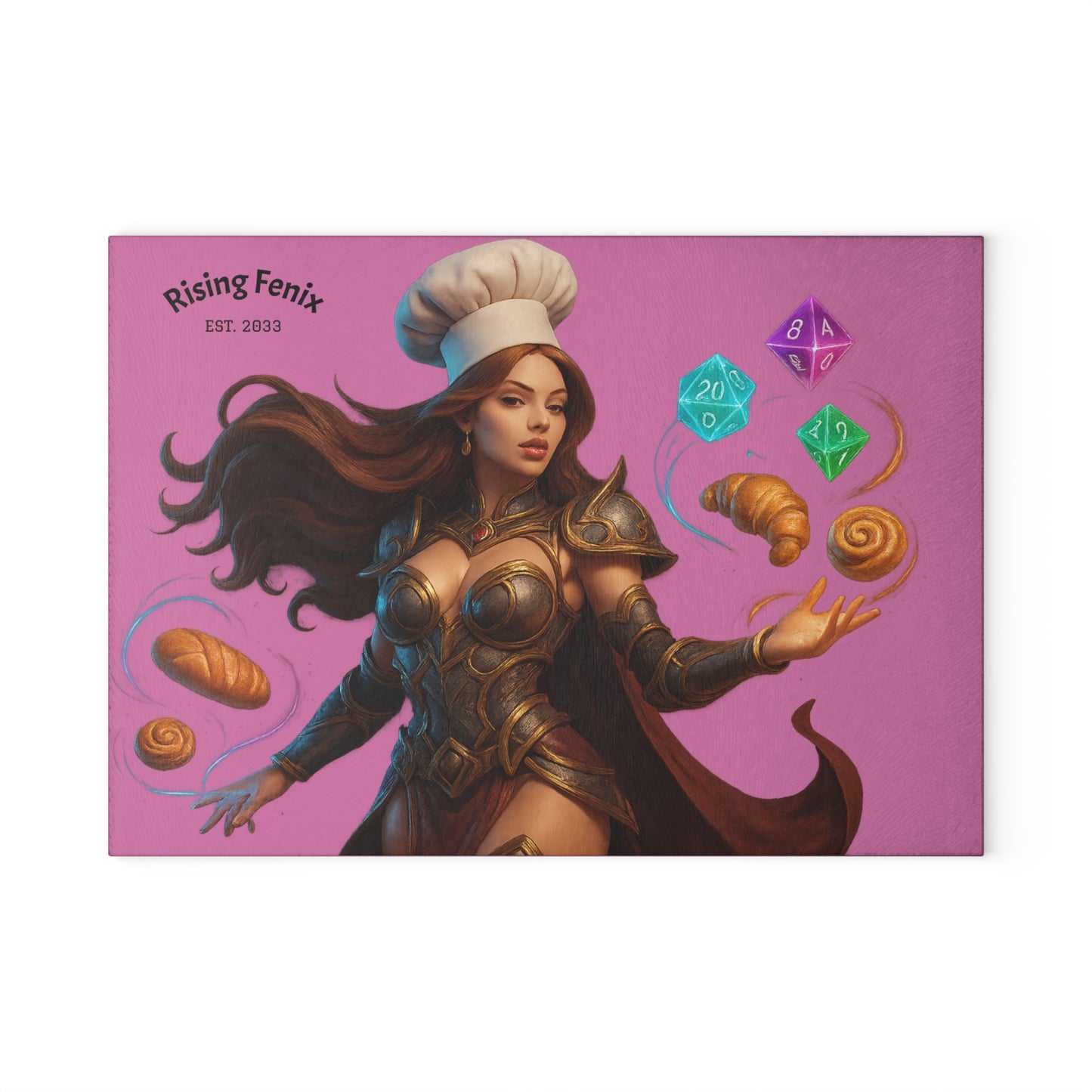 Fantasy-Themed Glass Cutting Board, Gamer Kitchen Decor, Unique Gift for Cooks, RPG Inspired Gifts, Dungeons and Dragons Kitchenware