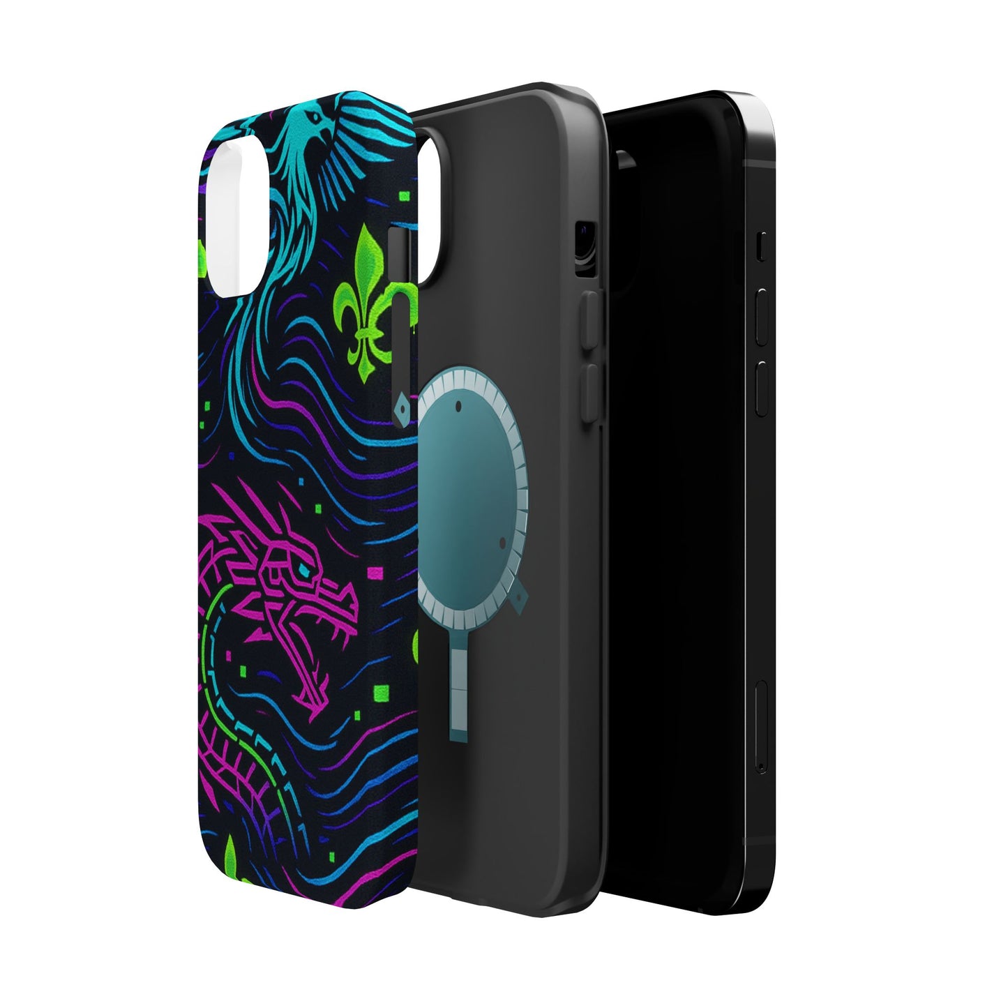 Dynamic Dragon Magnetic Phone Case | Colorful Floral Design | Gift for Gamers, Fantasy Lovers, Halloween, Unique Accessories