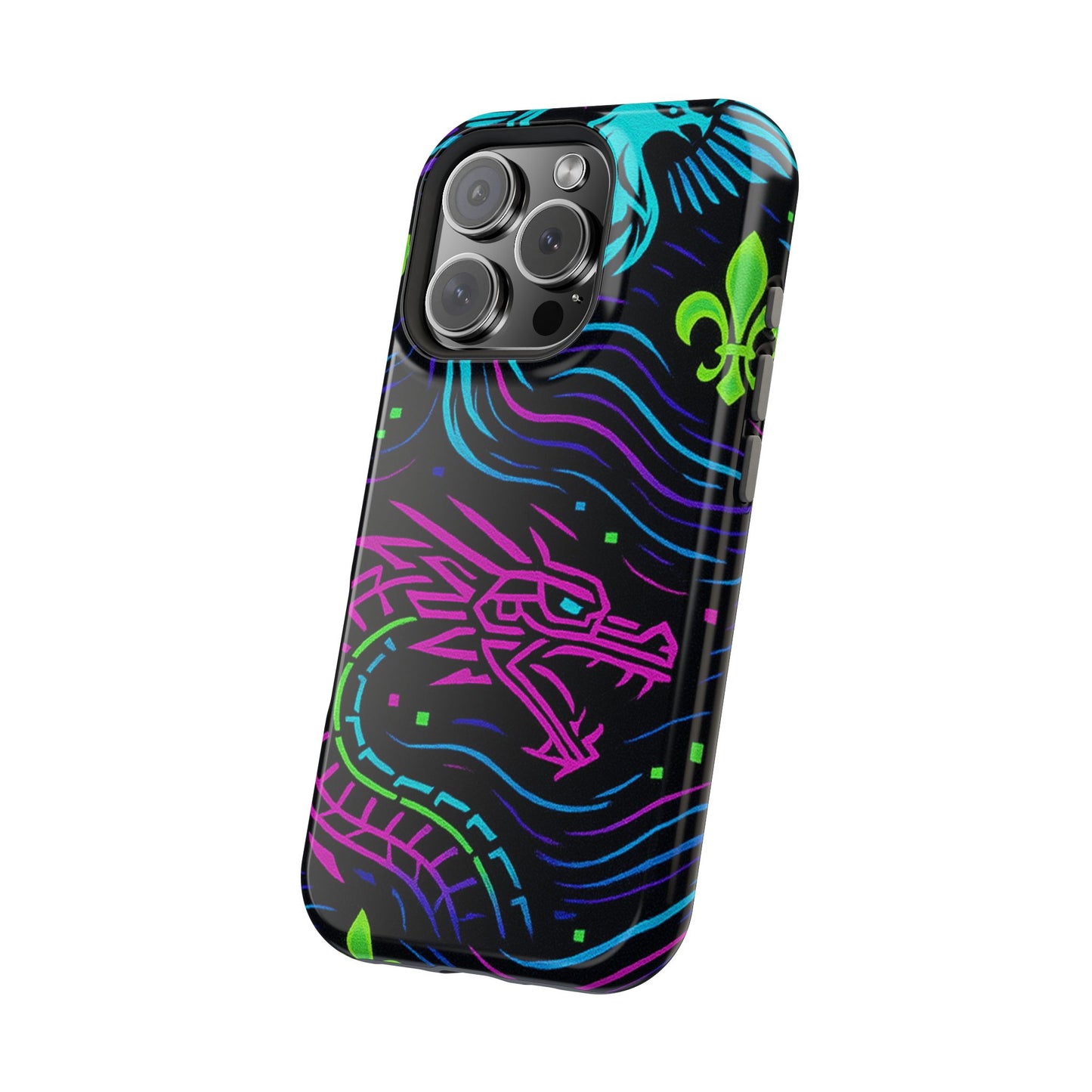 Dynamic Dragon Magnetic Phone Case | Colorful Floral Design | Gift for Gamers, Fantasy Lovers, Halloween, Unique Accessories