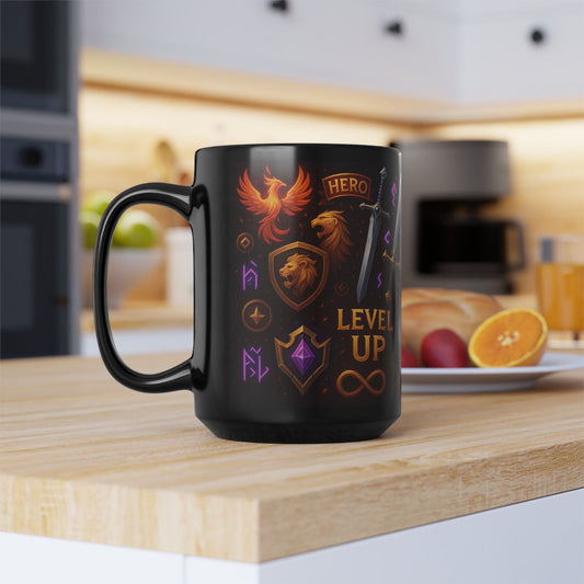 Epic Quest Gamer Mug, Fantasy Coffee Cup, Level Up Drinkware, Dungeons & Dragons Gift, Role-Playing Game Mug