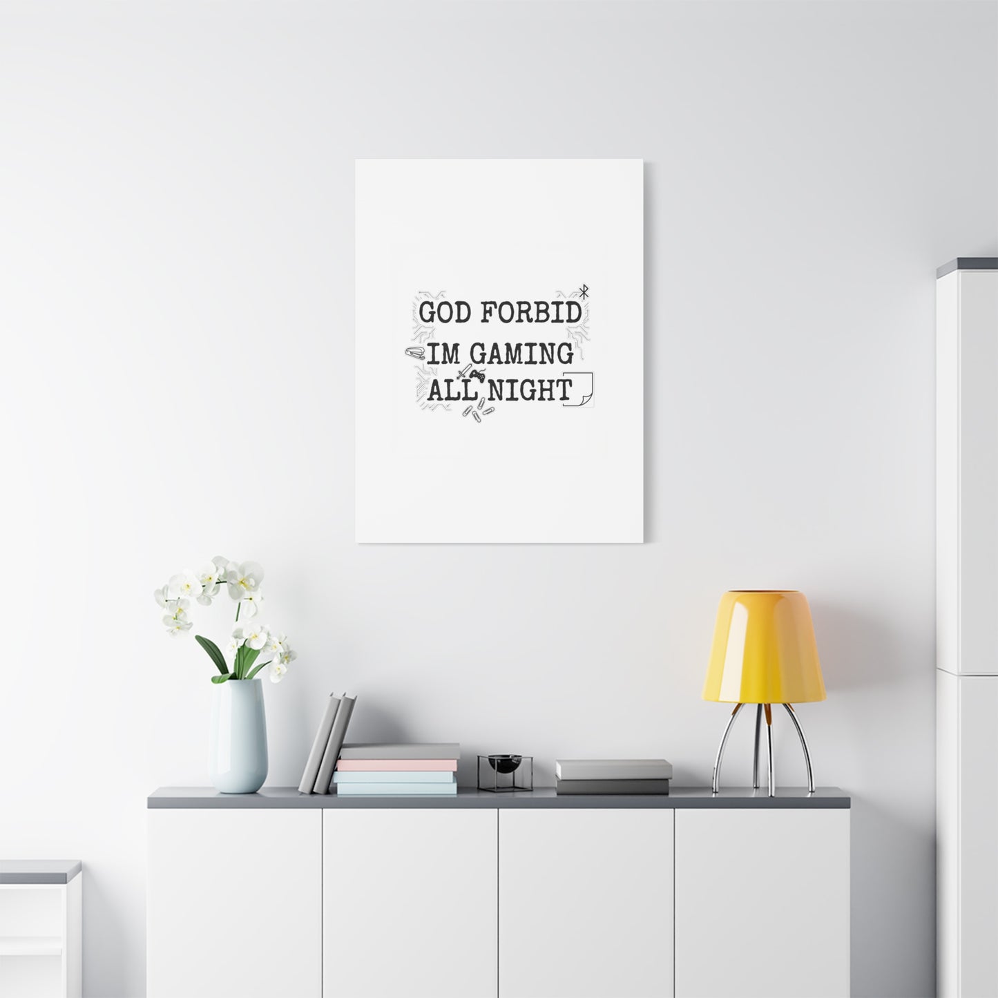 God Forbid I'm Gaming All Night Canvas | Sarcastic Office Humor, 90s Aesthetic