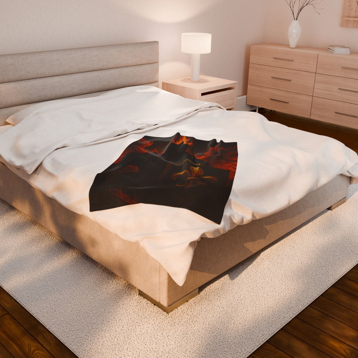 Warrior Spirit Velveteen Plush Blanket | Cozy Home Decor, Gift for Gamers, Fantasy Fans, Nerdy Collectibles, Bed & Couch Throw