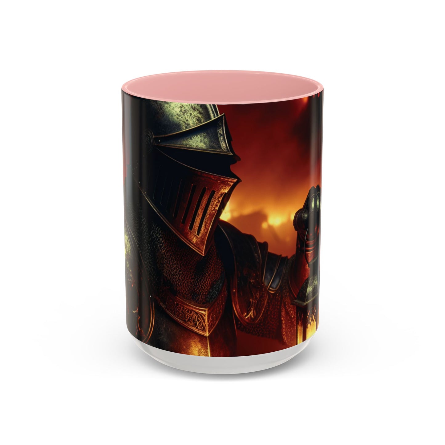 Fierce Knight Accent Coffee Mug | Unique Gift for Fantasy Lovers, Dark Aesthetic Decor, Gamer Essentials, Office Cup, Medieval Art