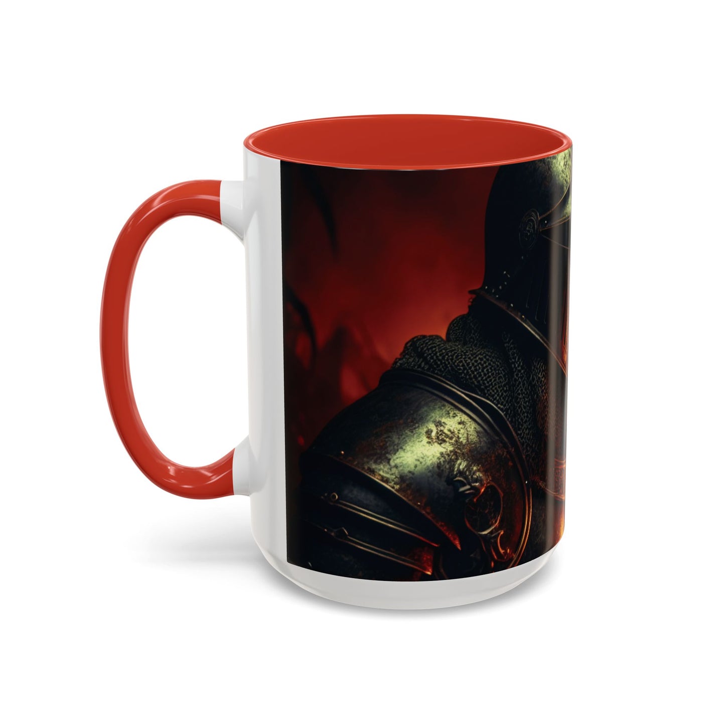 Fierce Knight Accent Coffee Mug | Unique Gift for Fantasy Lovers, Dark Aesthetic Decor, Gamer Essentials, Office Cup, Medieval Art