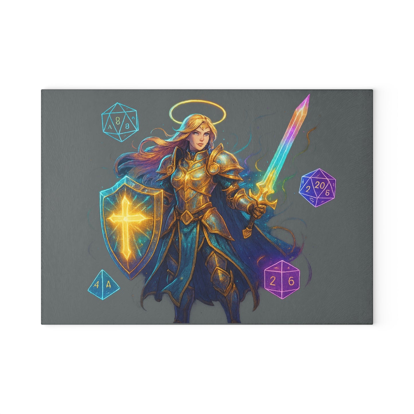 Fantasy-Themed Glass Cutting Board – Ideal for Gamers, Gifts for D&D Lovers, Kitchen Decor, Unique Food Prep