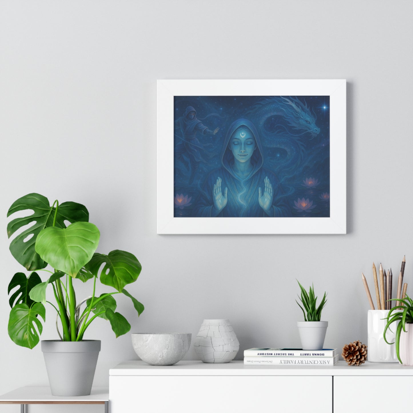 Mystical Framed Poster, Spiritual Wall Art, Meditative Decor, Fantasy Artwork, Mindfulness Gift, Home Aesthetic