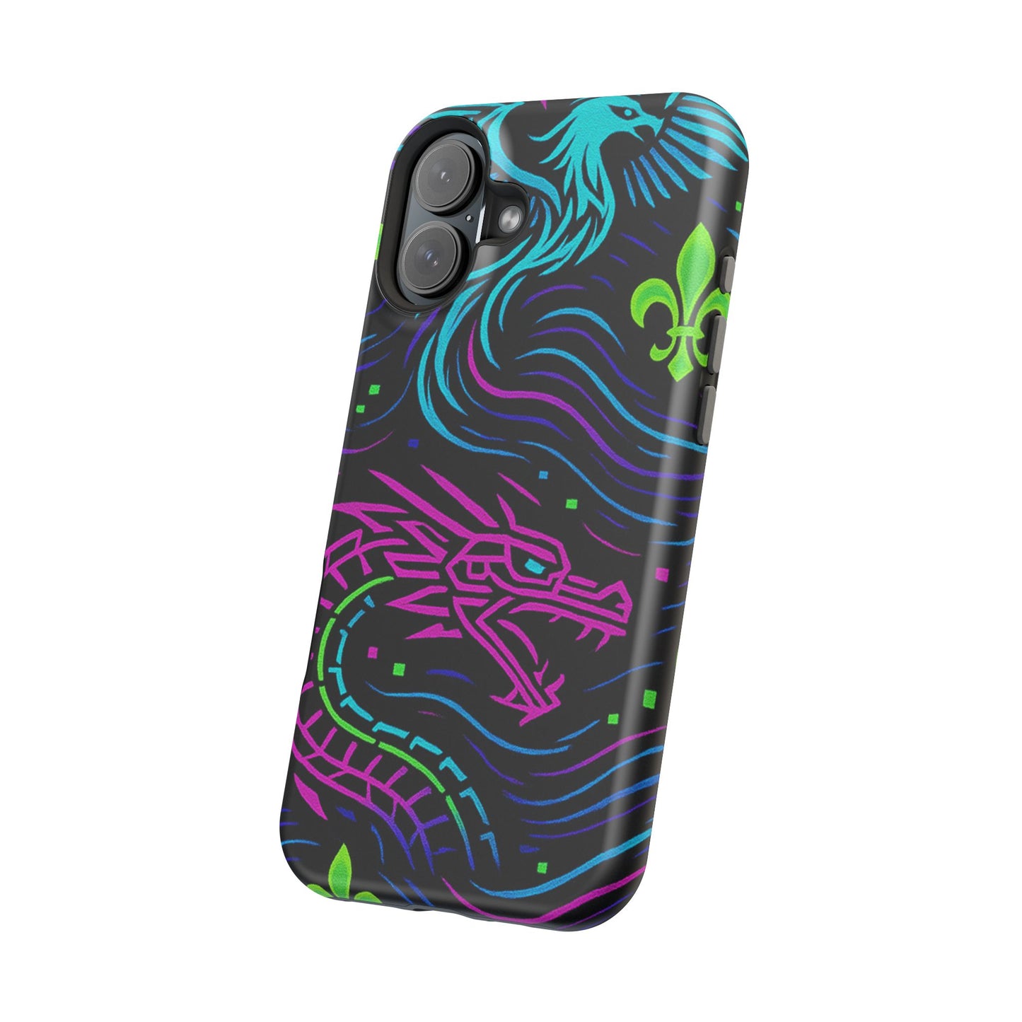 Dynamic Dragon Magnetic Phone Case | Colorful Floral Design | Gift for Gamers, Fantasy Lovers, Halloween, Unique Accessories