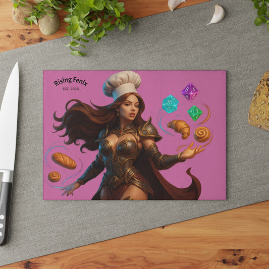Fantasy-Themed Glass Cutting Board, Gamer Kitchen Decor, Unique Gift for Cooks, RPG Inspired Gifts, Dungeons and Dragons Kitchenware