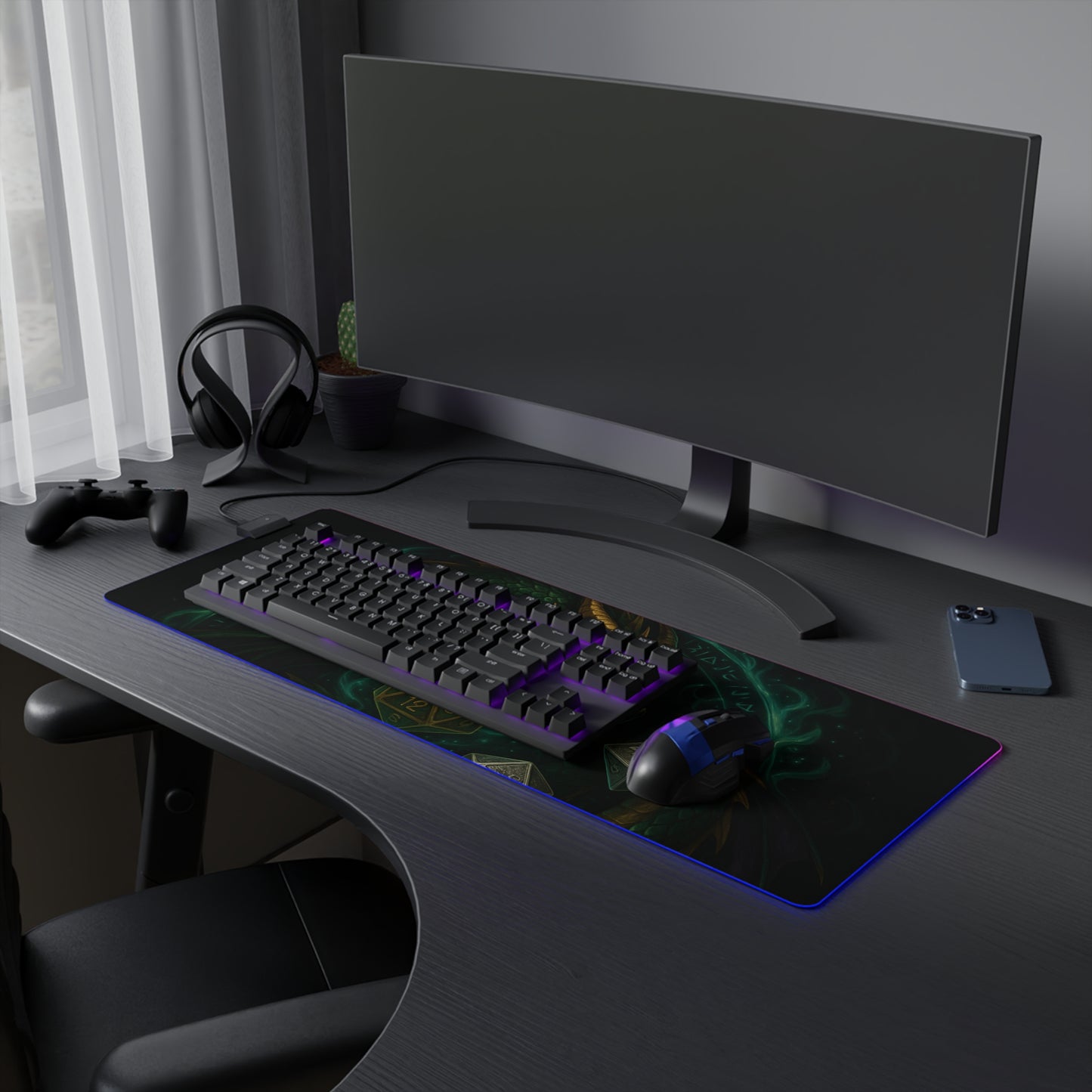 LED Gaming Mouse Pad with Dragon Design - Perfect for Gamers, Dungeons & Dragons, Gaming Setup, Gifts, Room Decor