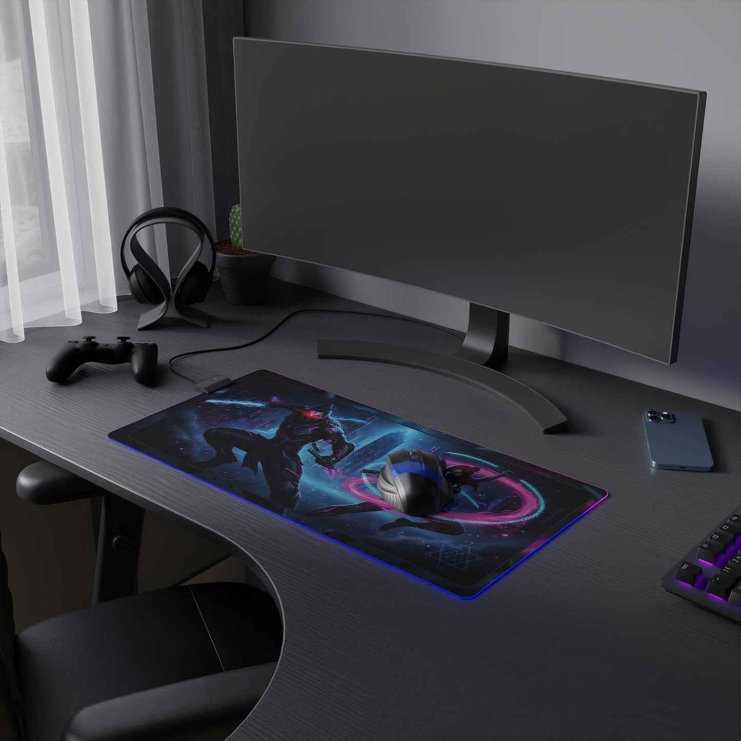 Cyberpunk Duo LED Gaming Mouse Pad — RGB Extended Desk Mat