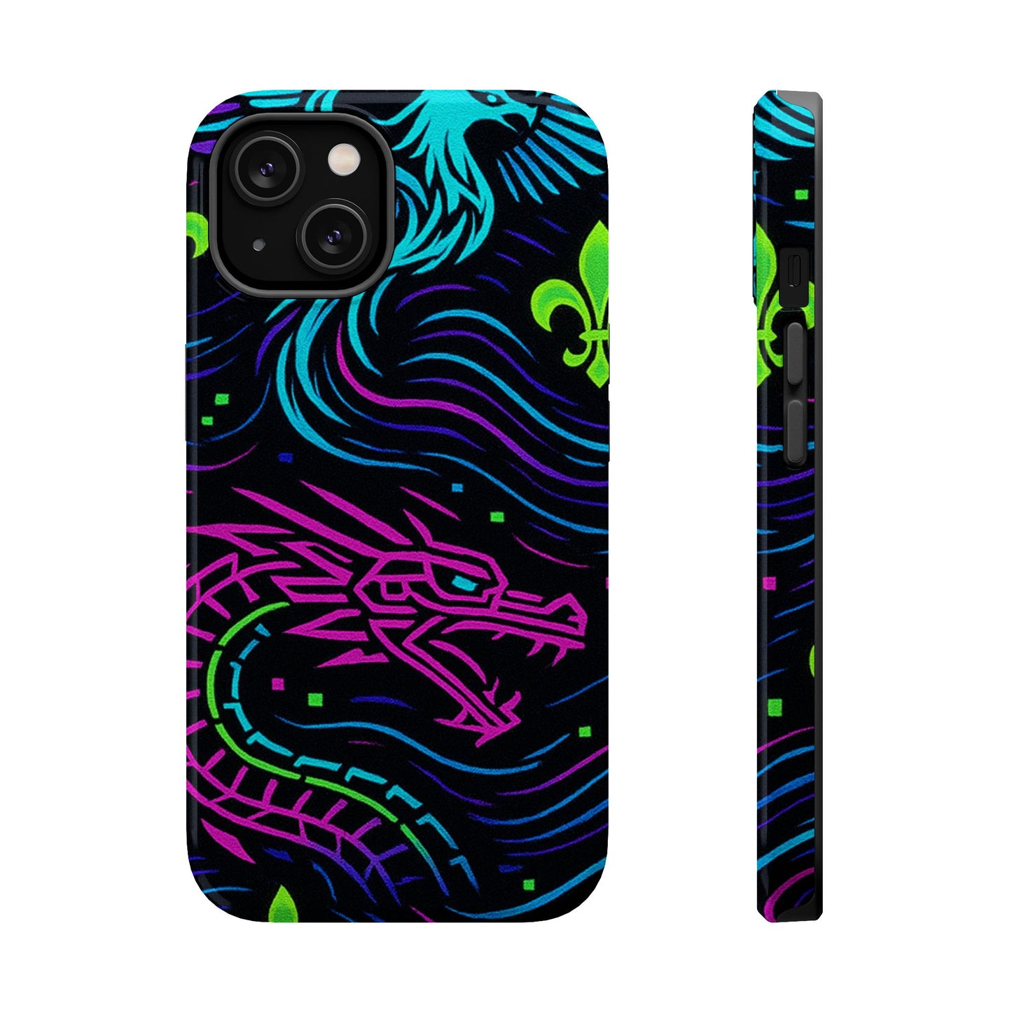 Dynamic Dragon Magnetic Phone Case | Colorful Floral Design | Gift for Gamers, Fantasy Lovers, Halloween, Unique Accessories