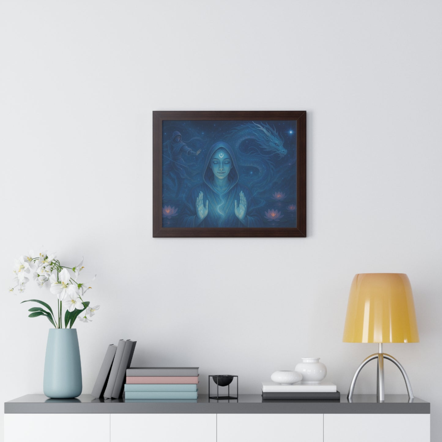Mystical Framed Poster, Spiritual Wall Art, Meditative Decor, Fantasy Artwork, Mindfulness Gift, Home Aesthetic