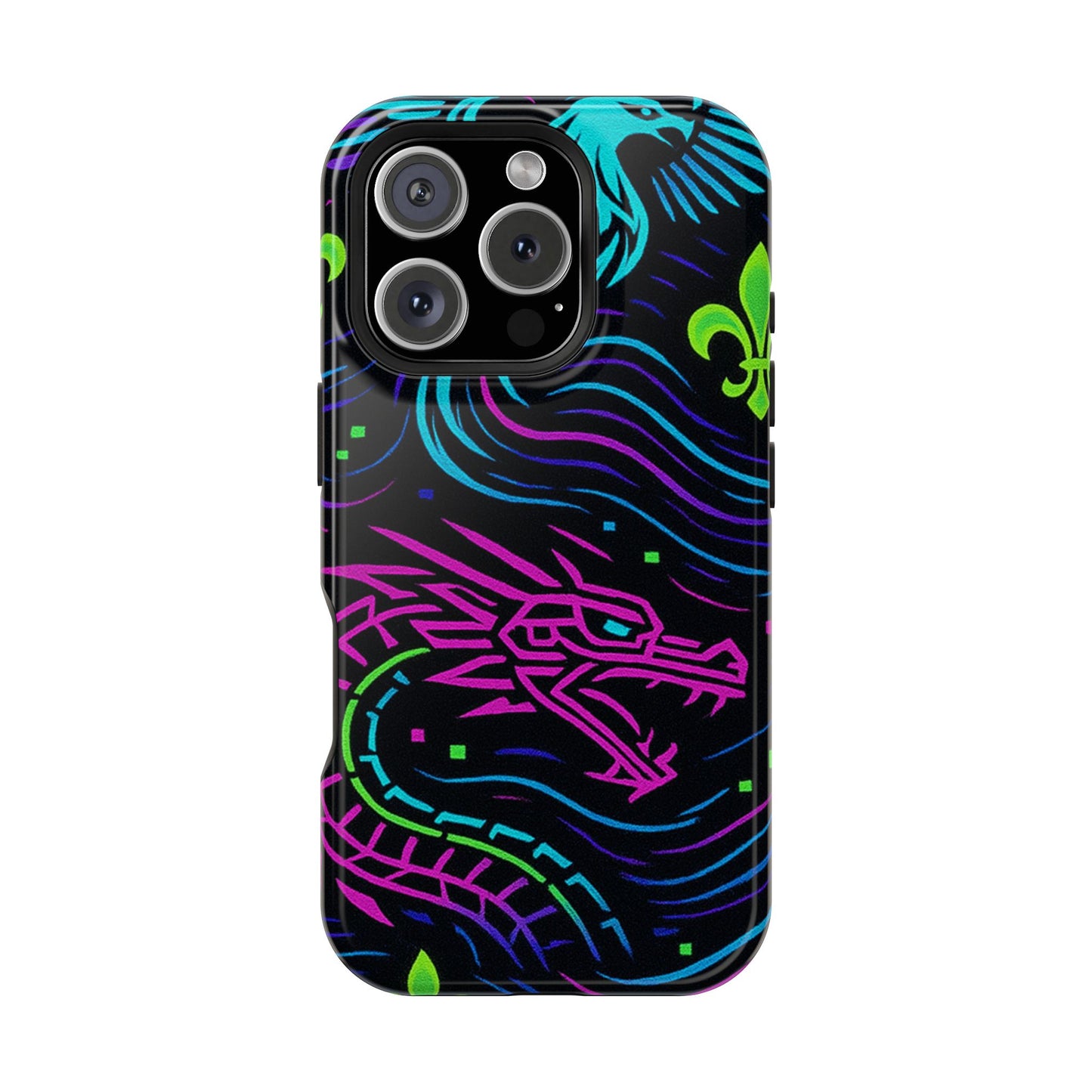 Dynamic Dragon Magnetic Phone Case | Colorful Floral Design | Gift for Gamers, Fantasy Lovers, Halloween, Unique Accessories